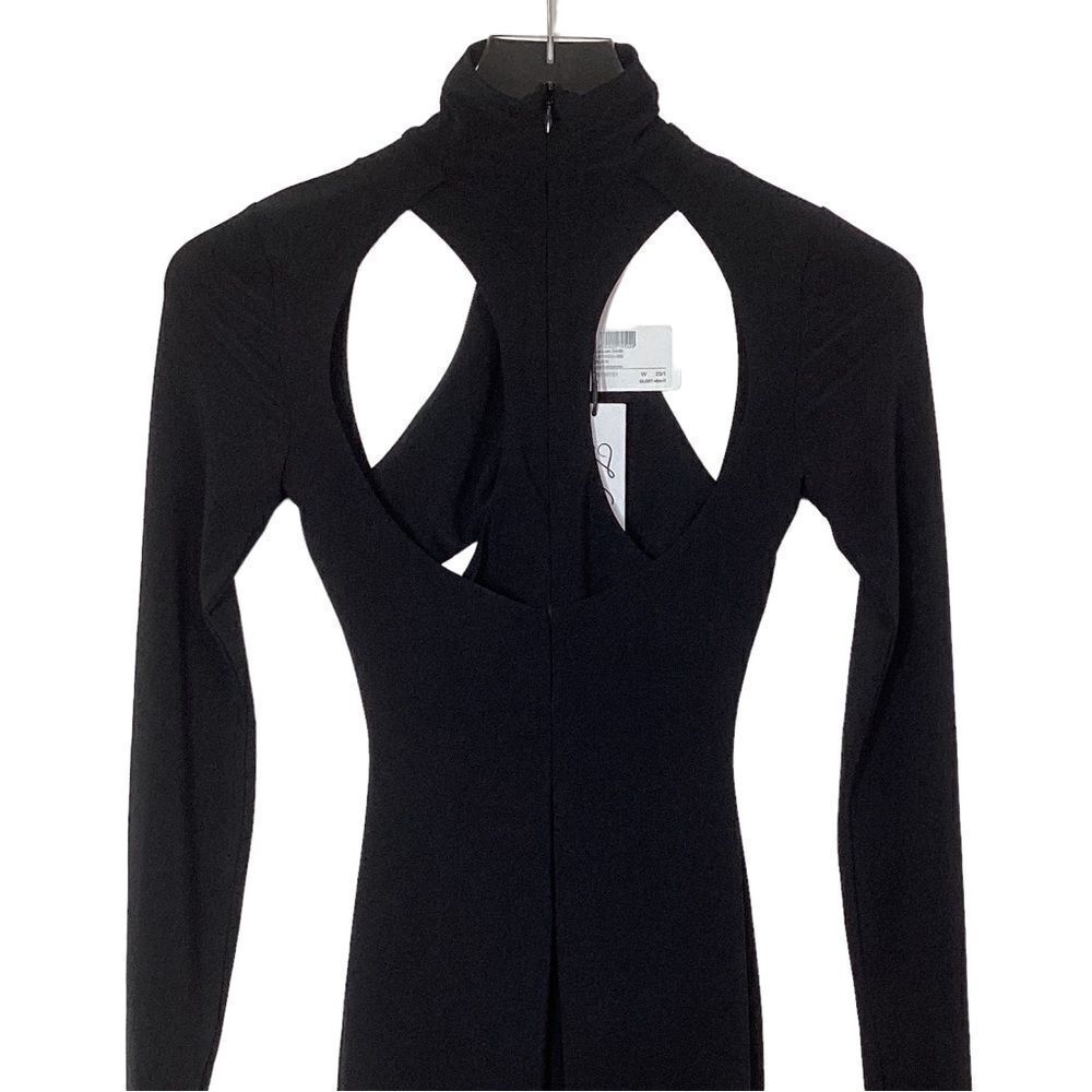 LAQUAN SMITH Size XS NWT Cutout Stretch Jersey Turtleneck Gown Maxi Dress Black - Picture 13 of 16